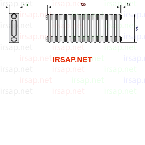 чертеж радиатора Irsap Tesi 30365-1630365-16-23-01